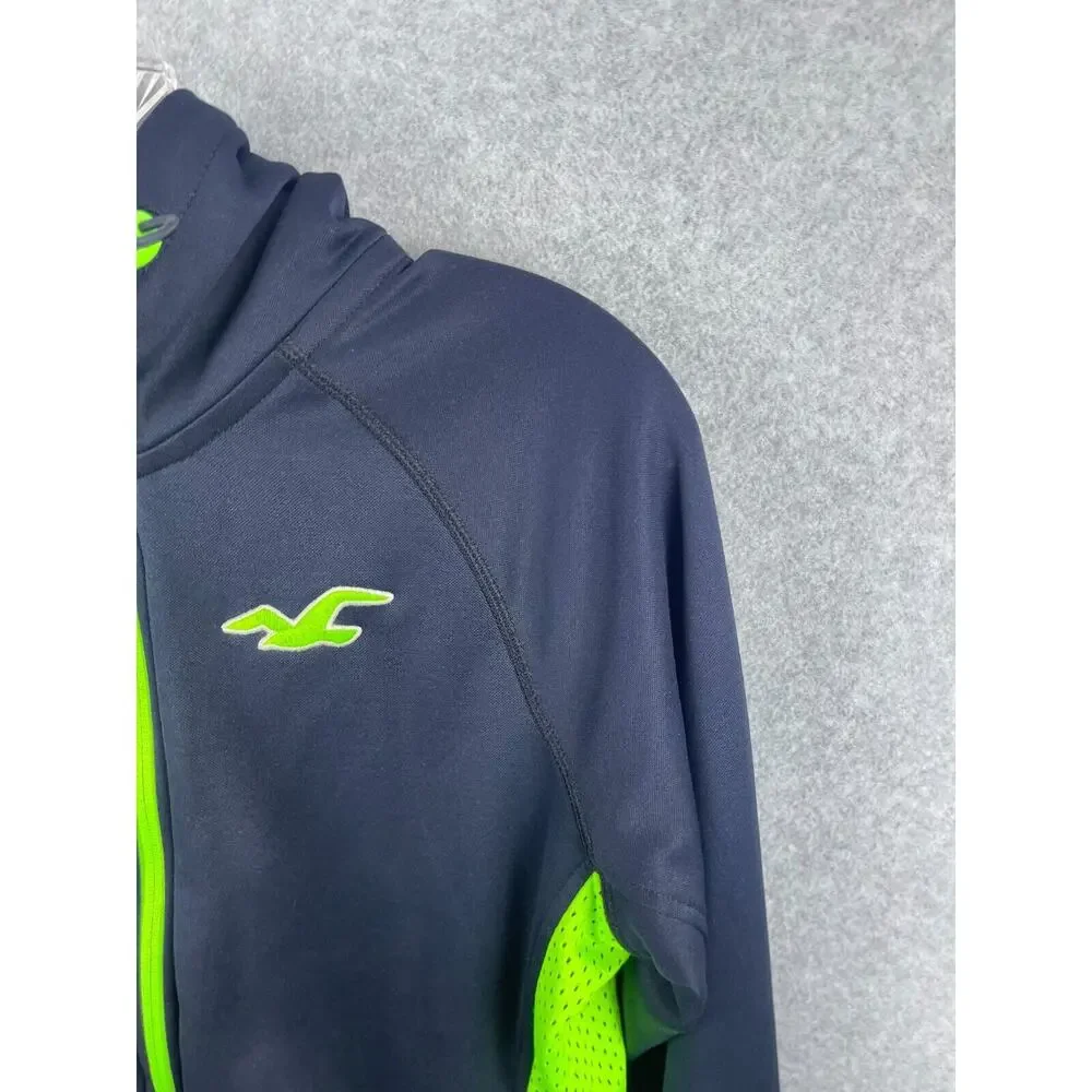 Hollister Hoodie Women's‎ S Blue Fill Zip Jacket Long Sleeve Workout Sports Logo